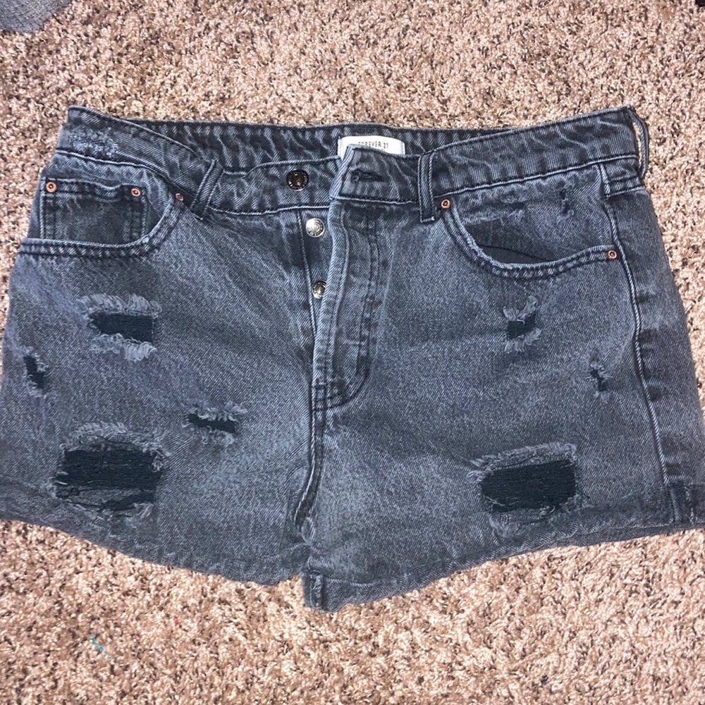 black jean shorts